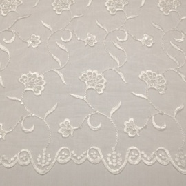 Ornate Beaded Sequin Tulle  IVORY STEM