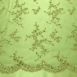 Ornate Beaded Sequin Tulle GREEN