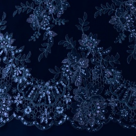Ornate Embroidered Sequin Tulle BLUE
