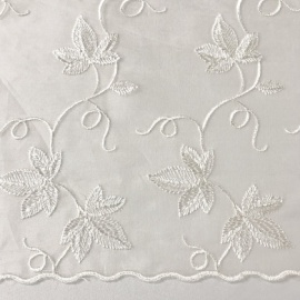 Premium Bridal Embroidered Silk Organza IVORY