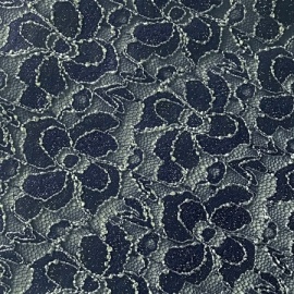 Stretch Corded Flower Lace with Glitter NAVY