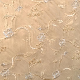 Embroidered Silk Dupion GOLD / BLUE