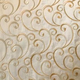 Embroidered Silk Dupion GOLD SWIRL