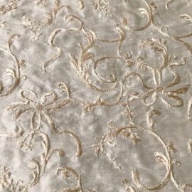 Embroidered Flower Silk Dupion IVORY / BLUSH
