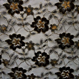 Tulle Lace Metallic Flower  BLACK GOLD