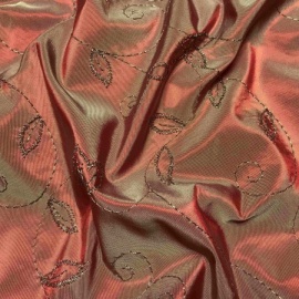 Two Tone Embroidered Taffeta RED / SILVER
