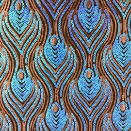 Two Tone Stretch Curves Sequin BLUE GREEN GOLD