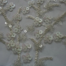 Tulle With Pearlescent Sequin Dainty Flower IVORY