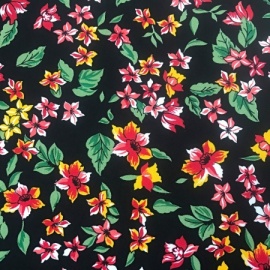 Viscose Print Floral BLACK / RED