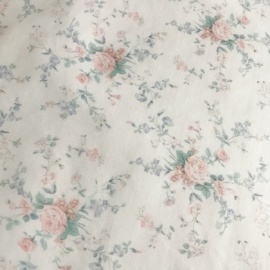 Vintage Style Lightweight Dupion IVORY / PASTEL FLOWER
